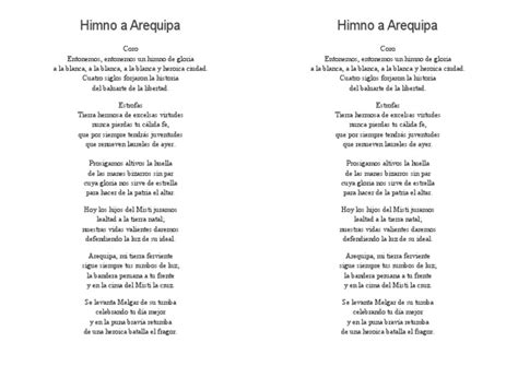 Himno A Arequipa Pdf Símbolos Nacionales