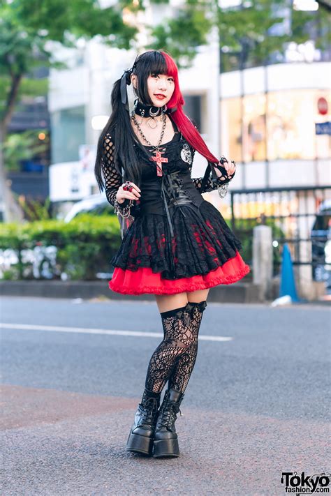 harajuku x cdmx gothic harajuku street styles w two tone hair corset belt hellcatpunks skirt