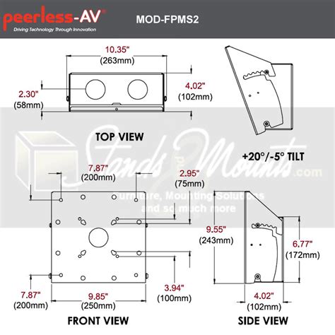 Peerless Modular Dual Pole Single Display Mount Black Mod Fpms2
