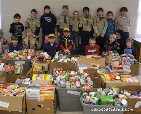 The lost food project (tlfp) is doing a food drive to drop off essential food items for several charities, foundations, and beneficiaries. Cub Scout Community Service Projects and Involvement