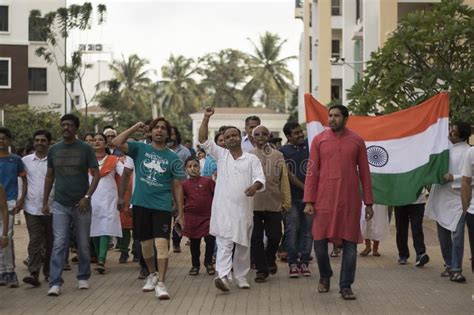 A Group Of Citizens Celebrating Indian Independence Day Editorial Stock