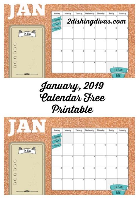 January 2019 Calendar Free Printable Free Printables Fun Printables
