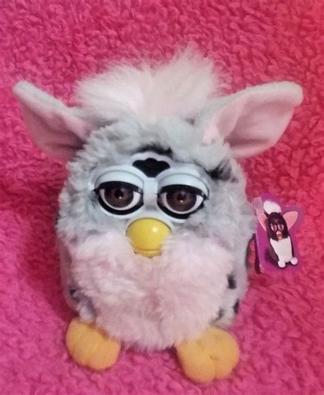 1998 Tiger Electronics Furby Grey Pink With Black Spots Brow Eyes