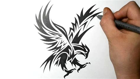 How To Draw An Eagle Tribal Tattoo Design Style Youtube