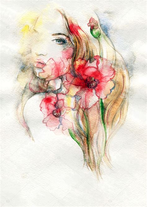 Abstract Watercolor Woman Portrait — Stock Photo © Annamile 48538633