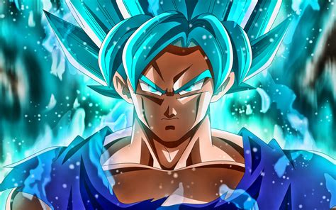 He has appeared in several modern dragon ball games. Download wallpapers 4k, Son Goku, close-up, Super Saiyan Blue, 2019, blue fire, DBS characters ...