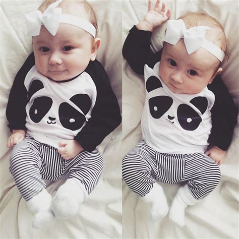 Newborn Cute Baby Clothes Infant Baby Boy Girl Panda Long Sleeve Blouse
