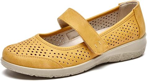 Vjh Confort Womens Mary Jane Flats Breathable Slip On