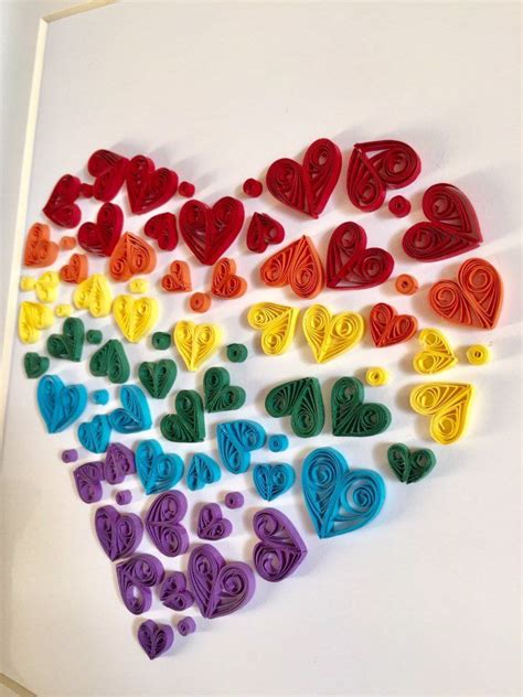 204 Quilling 3d Unique Rainbow Heart Wall Artquilled Heart Valentines Decoration T For Wife