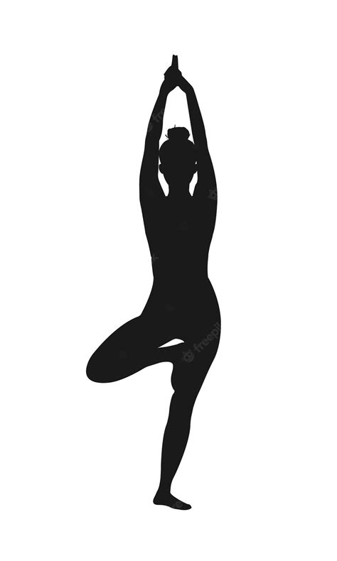 Premium Vector Silhouette Of A Woman Doing Yoga Tree Pose Yoga Vector