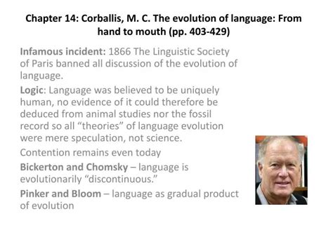 Ppt Chapter 14 Corballis M C The Evolution Of Language From