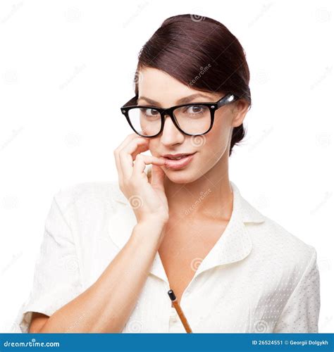 Strict Woman In Large Glasses Stock Image Image 26524551