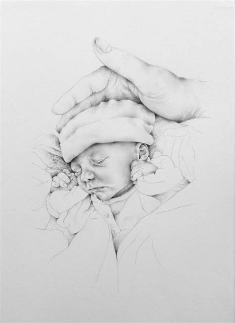 Custom Pencil Baby Portrait Hand Drawn Baby Portrait Custom Etsy Uk