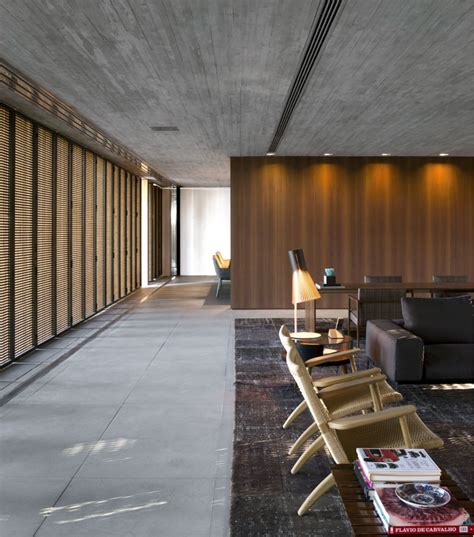 Engineered wood is often hidden behind the walls, but for stott architecture's modern green barn, exposed parallel strand lumber serves not only as a structural component, but as a prominent interior. Minimalist P House Made Of Concrete and Wood - InteriorZine