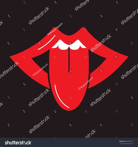 Open Mouth Sticking Out Tongue Lips Stock Vector Royalty Free