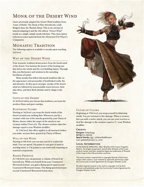 Way Of The Desert Wind Monk By Kitten Hugs Dungeons And Dragons Classes