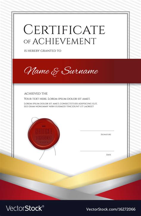 Portrait Luxury Certificate Template With Elegant Vector Image