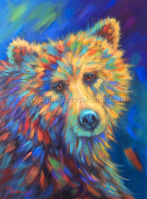 California Artwork Colorful Animal Art Bear Painting By Theresa Paden