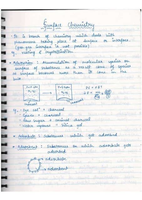 Surface Chemistry Handwritten Notes For Cbsejeeneetstate Board Pdf