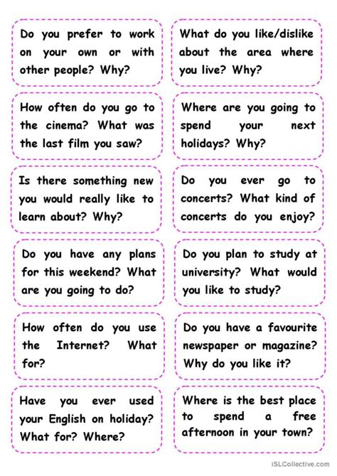 Speaking Cards 3 General Questions English Esl Worksheets Pdf And Doc