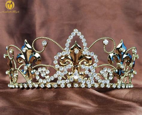 Queen Small Gold Tiara Kids Crown Clear Crystal Rhinestones 25