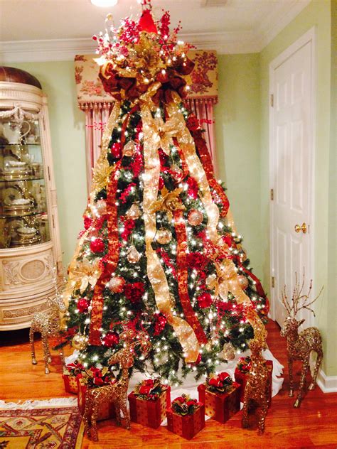 A Decorated Christmas Tree In A Living Room