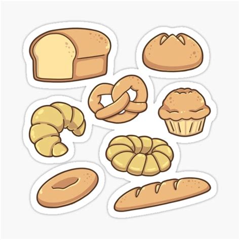 All Types Of Bread Pattern Sticker By Saintnightshade Redbubble