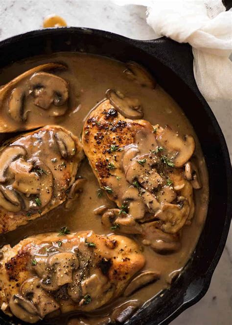 Mix cream of mushroom soup,water,rice,onion powder and black pepper in shallow 2 qt (2 l) baking dish. Chicken with Mushroom Gravy | RecipeTin Eats