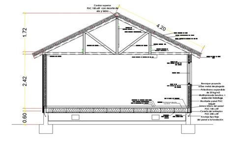 Roofing Structure Detail 2d View Cad Construction Unit Layout Autocad