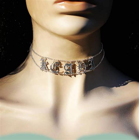 Personalized Name Choker Necklace Kim Kardashian Saint Choker Be