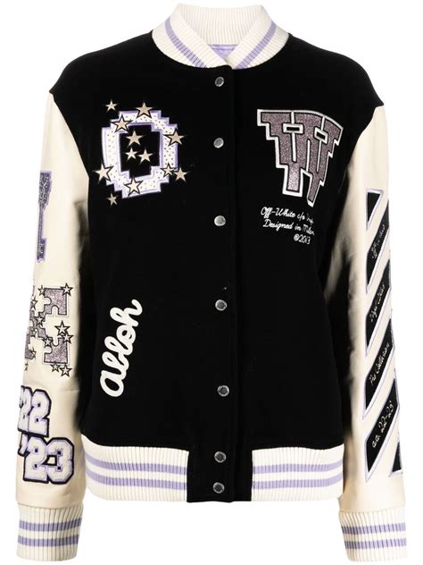 Off White Bling Patches Varsity Jacket Farfetch