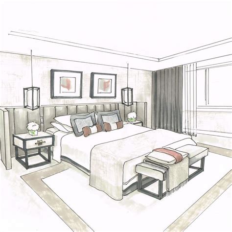 Simple Elegant Bedroom Design Designed And Drawn By Lorraine Warwick