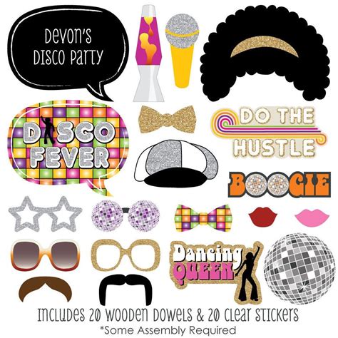 70s Disco Photo Booth Props 70s Disco With Mustache Hat Bow Tie