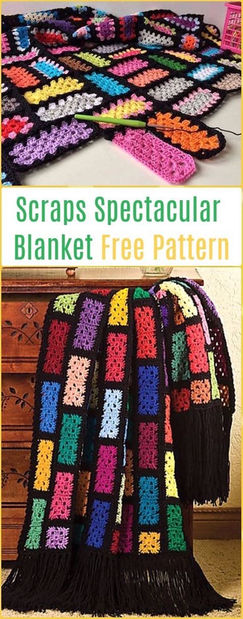 Crochet Scraps Spectacular Blanket Free Pattern Crochet Block Blanket
