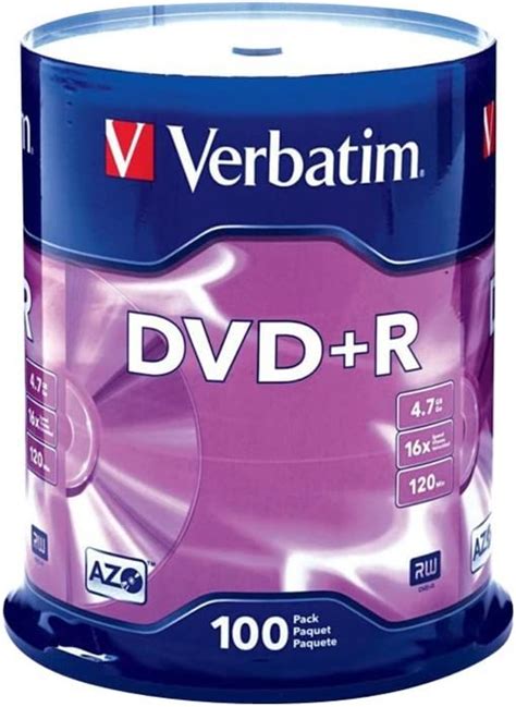 Verbatim Dvd R 4 7gb 16x Azo Recordable Media Disc 100 Disc Spindle 95098