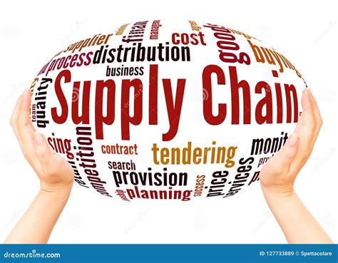 Supply Chain Word Cloud Hand Sphere Concept Stock Illustration