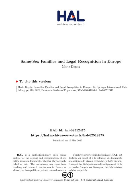 Pdf Same Sex Families And Legal Recognition In Europe