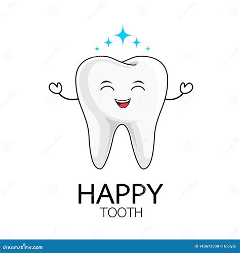 Cute Cartoon Happy Tooth Character Stock Vector Illustration Of Wash