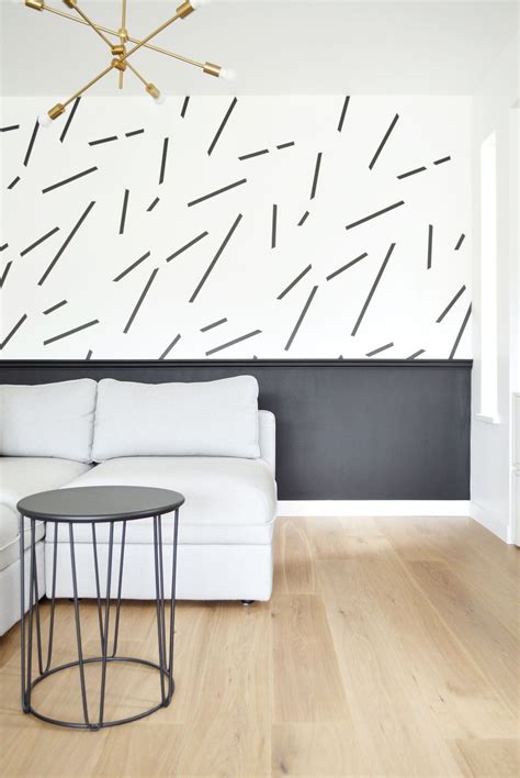 Diy Wallpaper Wall Art Masking Tape Black And White Living Room