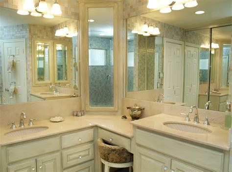 L Shaped Bathroom Vanity With Double Sinks Bathroom Poster