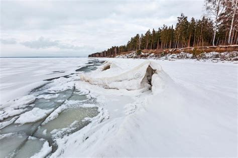 Winter Ice Landscape On The River The Ob River Siberia Stock Photo