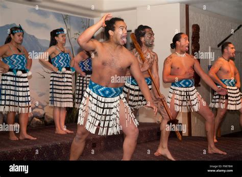 New Zealand North Island Haka Performance During A Maori Cultural