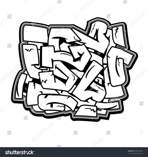 Monochrome Abstract Wildstyle Vector Graffiti Stock Vector Royalty