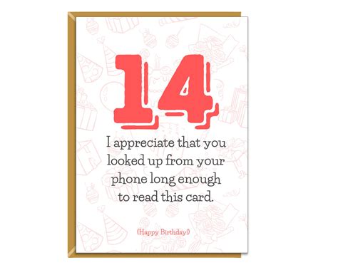 Funny 14th Birthday Card Cheeky Card