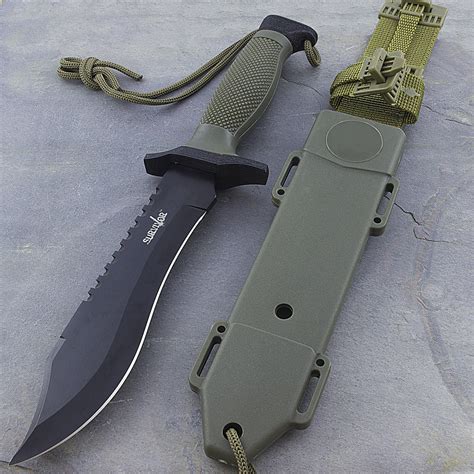 12 Survivor Military Bowie Fixed Blade Hunting Survival Knife Hk 6001