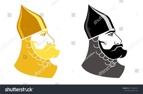 Russian Epic Hero Bogatyr Helmet Beard Stock Vector Royalty Free