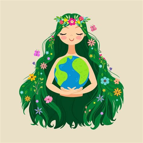 Beautiful Flowing Flower Earth Mother Figure Mother Earth Pillow