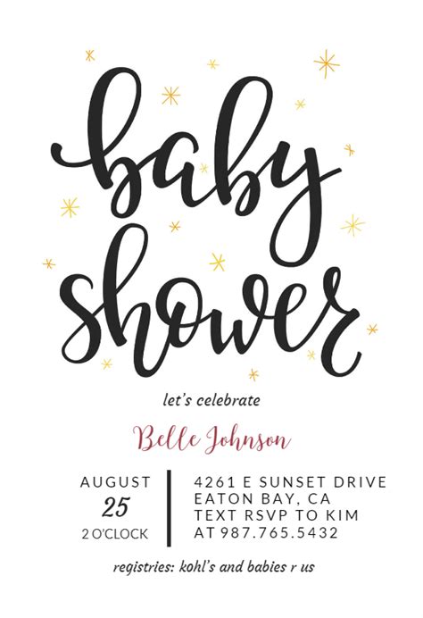 hand lettering baby shower invitation template