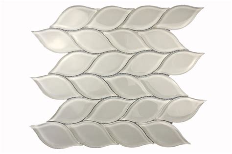Featured Product Crystal Glass Leaf Shape Mosaic Tile For Kitchen