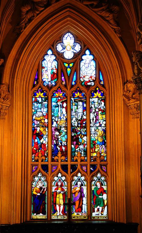 Stained Glass Window In The Gothic Revival Chapel Streets Of Dublin